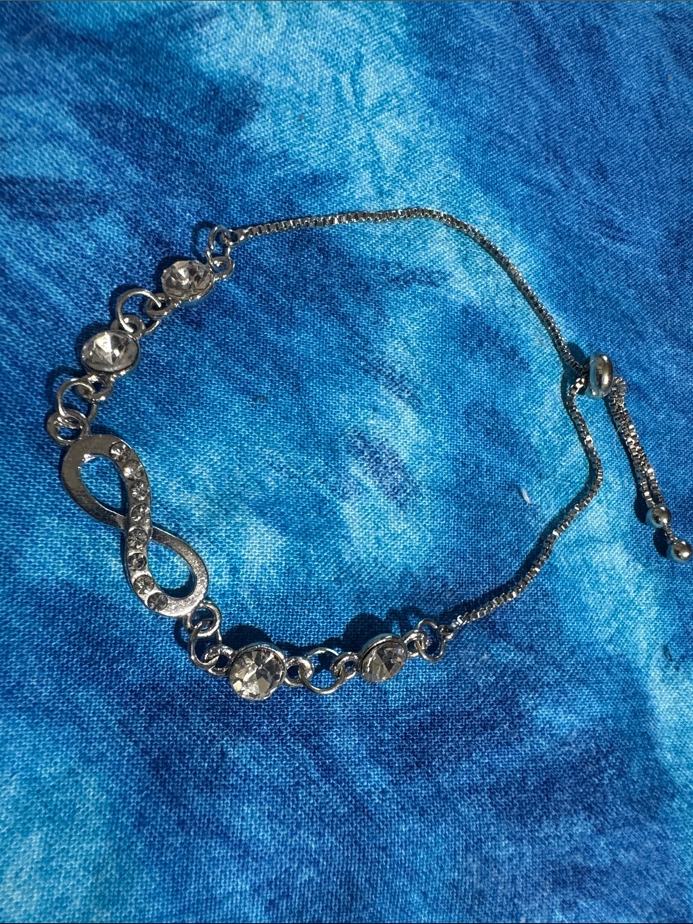 Infinity Crystal Adjustable Bracelet in Silver
